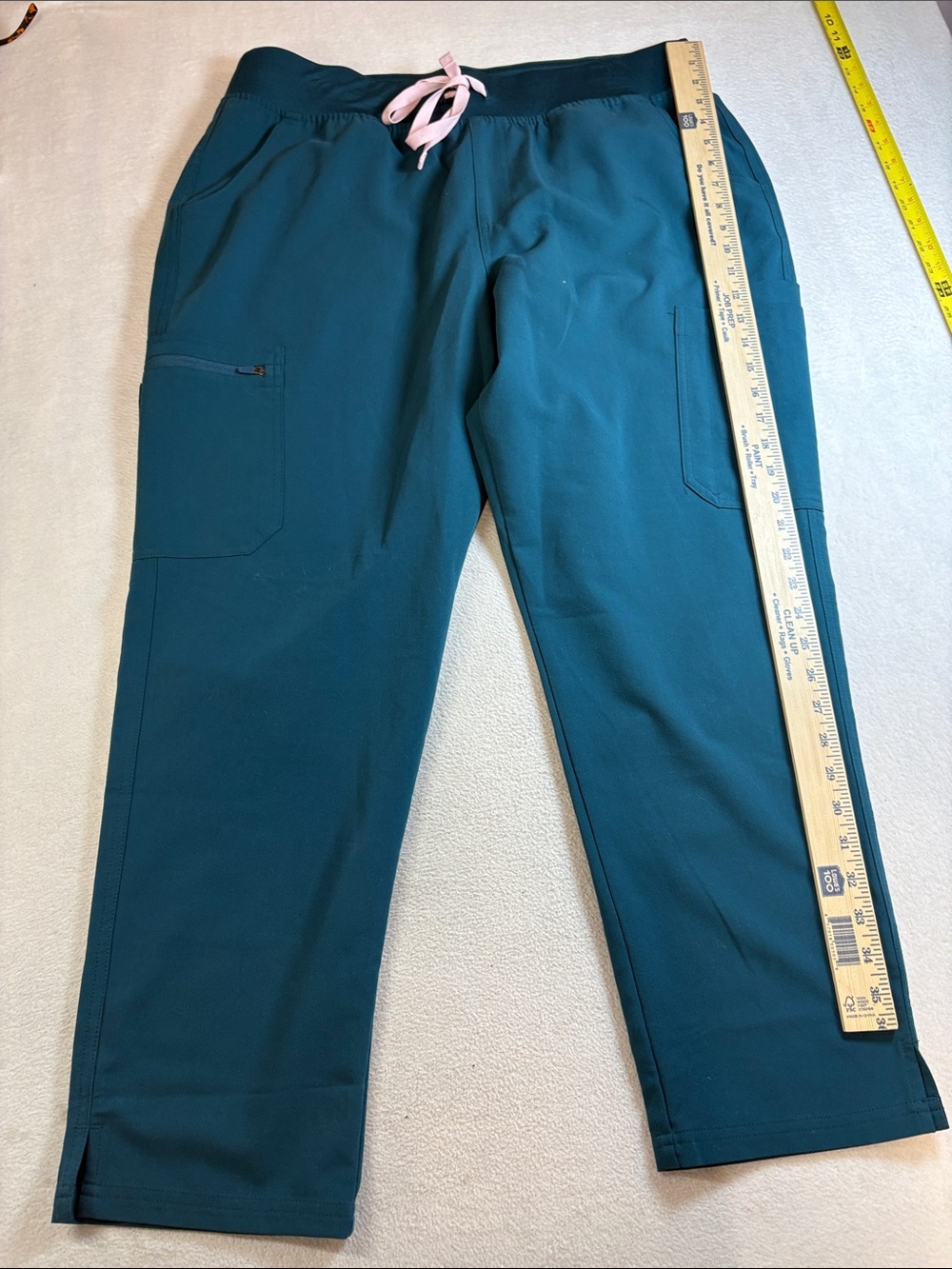 Figs Teal Jogger Scrub Pants with Pink Drawstring